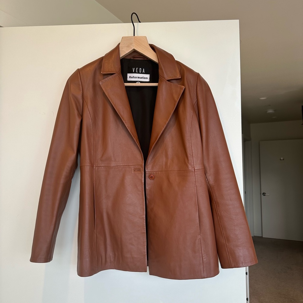 Reformation Veda Bowery Leather Blazer